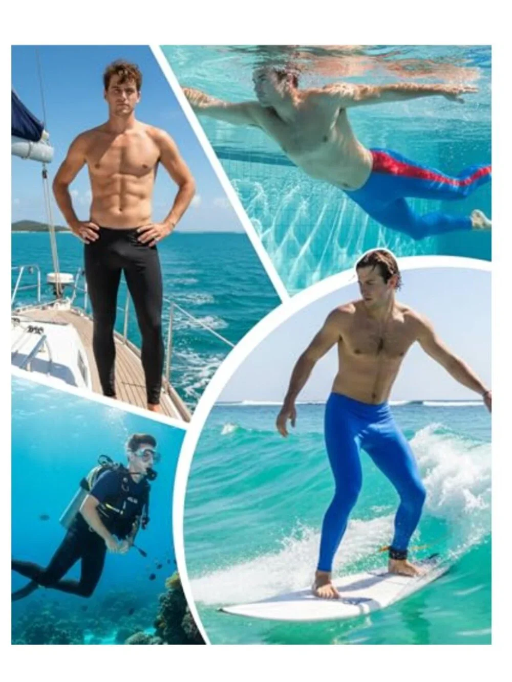 Men's UPF 50+ Swim Pants Quick Dry Surfing Leggings UV Protection Tights